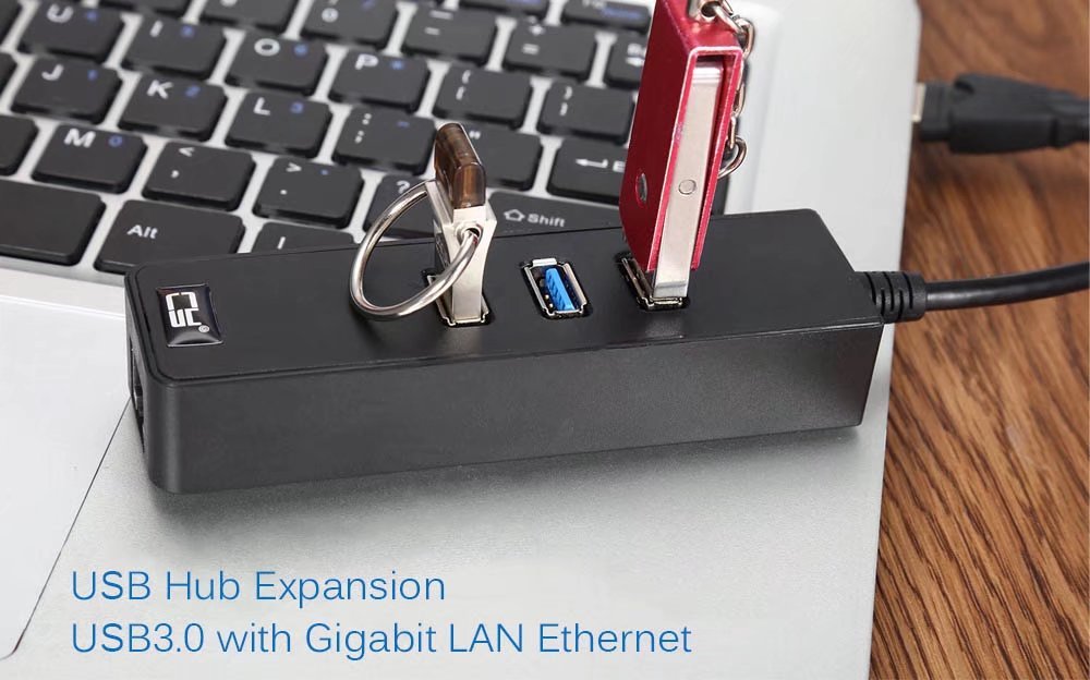 3-Port USB3.0 Hub with Gigabit LAN