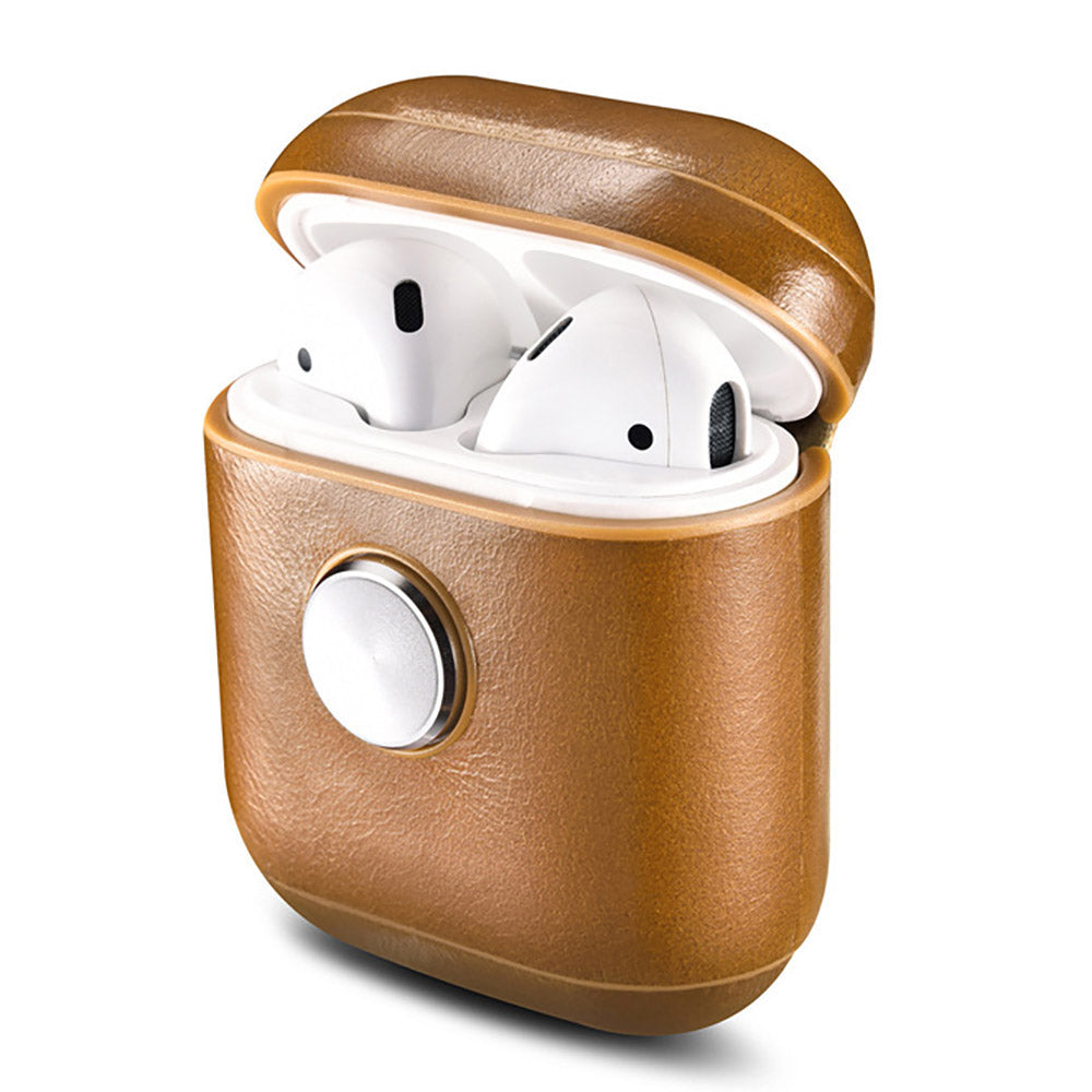 Leather Earphone Case Gyro Box For AirPods Khaki