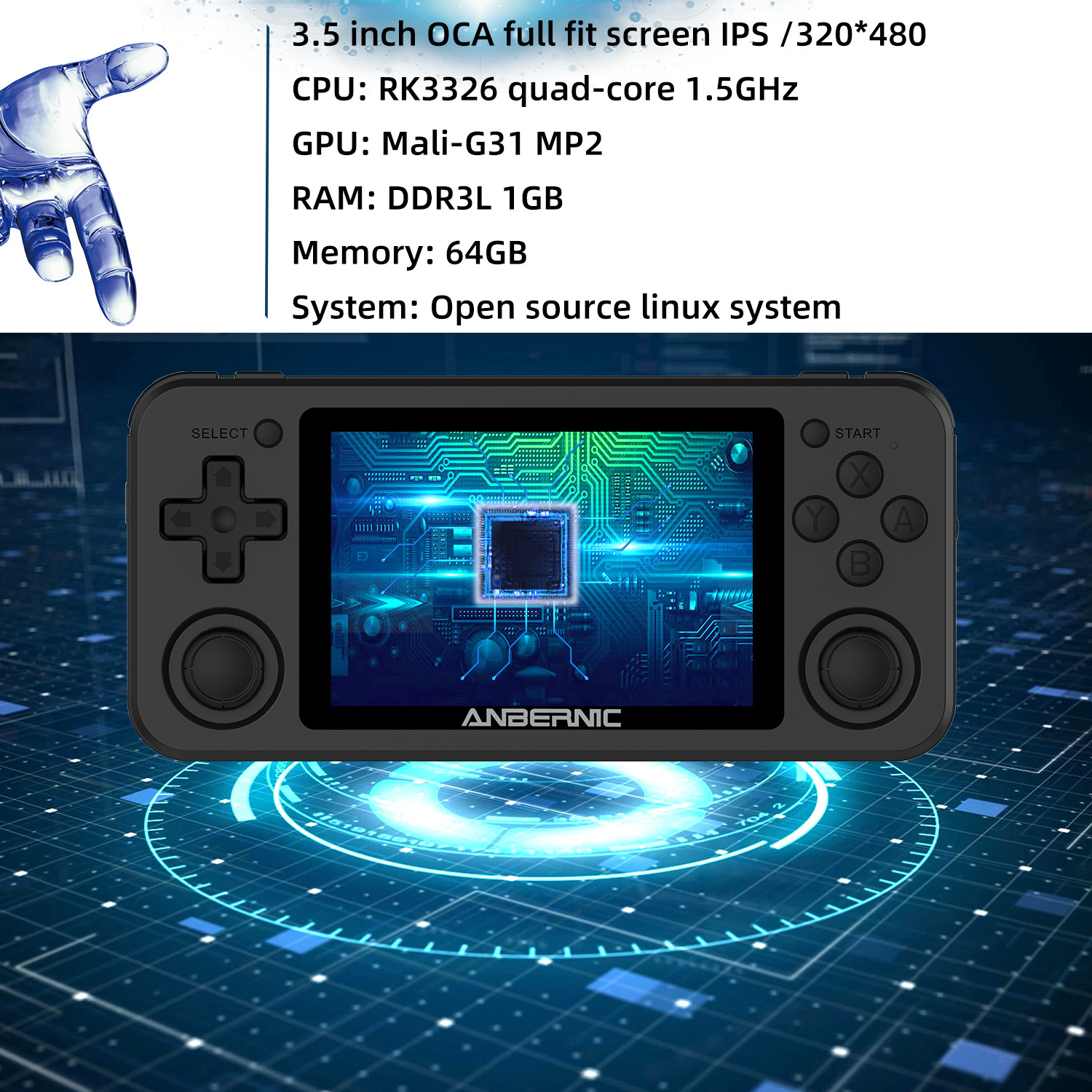 Handheld Gaming Console 3.5 inch Screen Retro Game Player