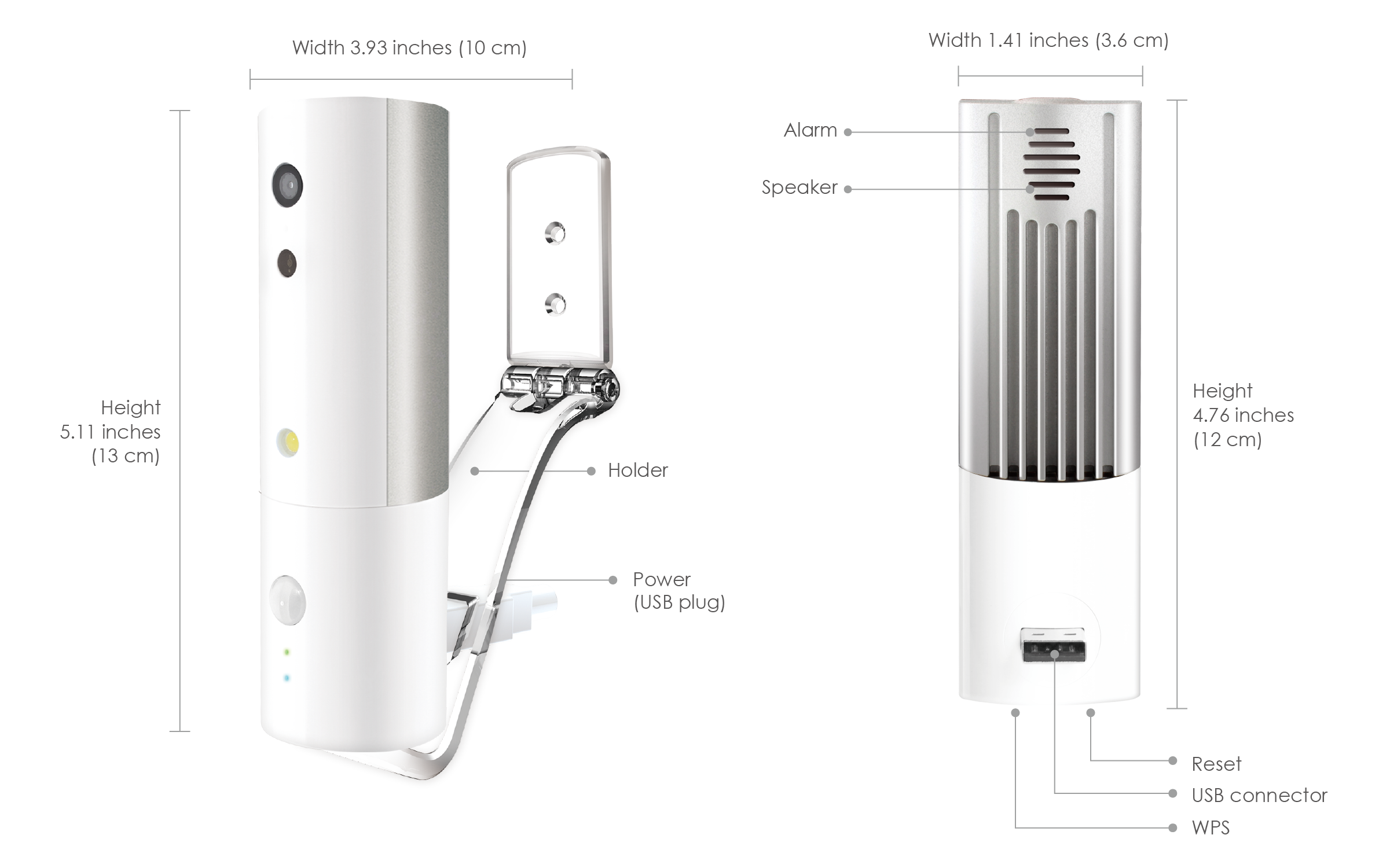Hermes Portable Security Camera - White, AI Detection, Night Vision