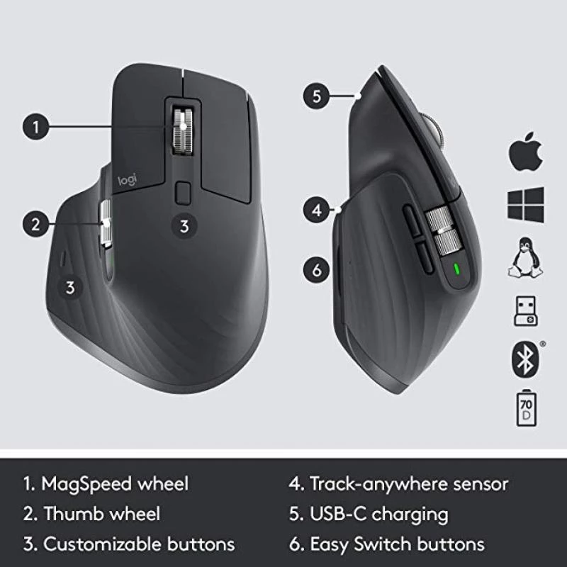 Logitech MX Master 3 Kabellose Bluetooth Gaming-Maus