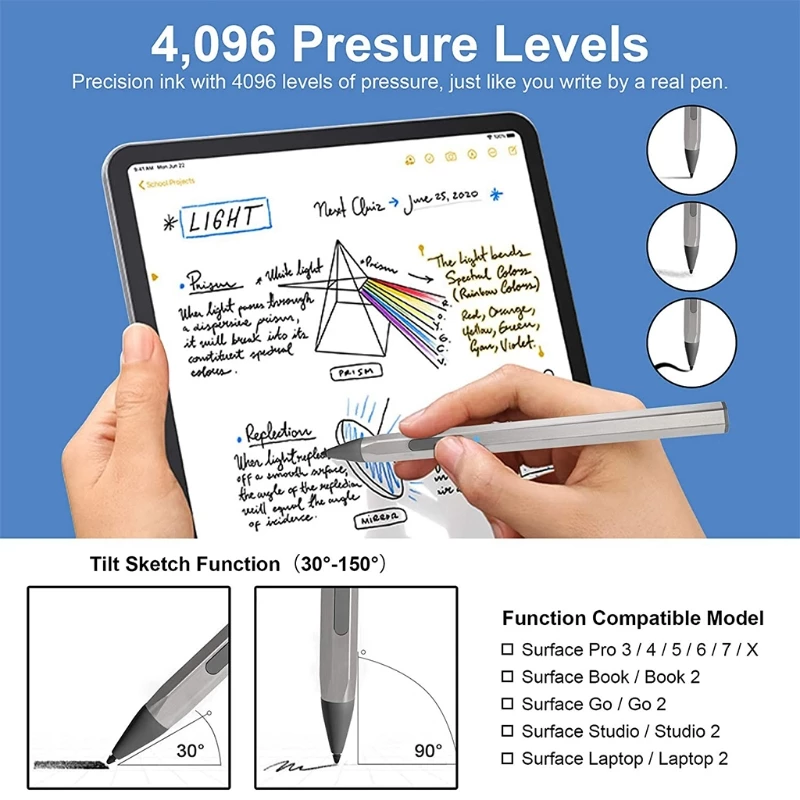 Lápiz óptico de presión 4096 para Surface Pro 5 6 7 Go Book Laptop