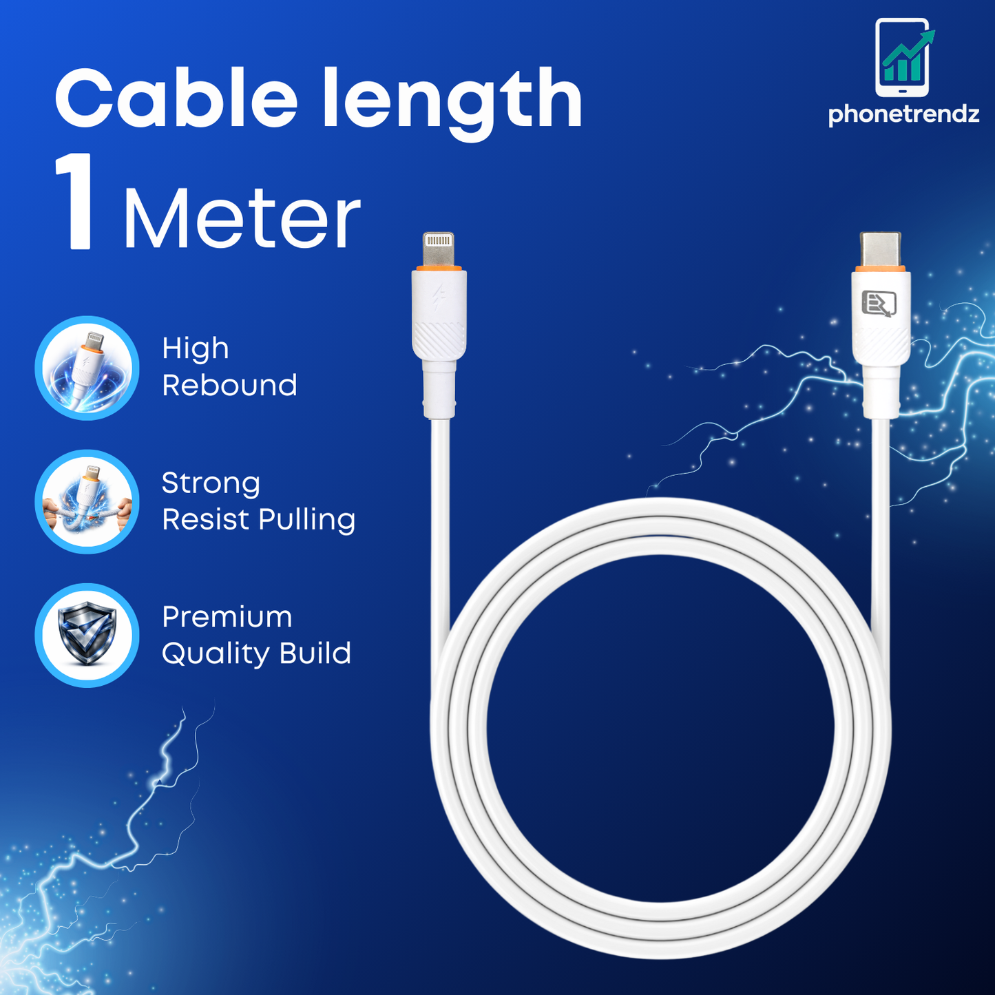 Phone Trendz USB-C auf Lightning 100W Schnellladekabel 1M Länge
