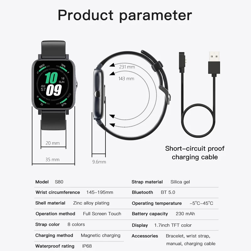 Vollbild-IP68-wasserdichte ultradünne Smartwatch