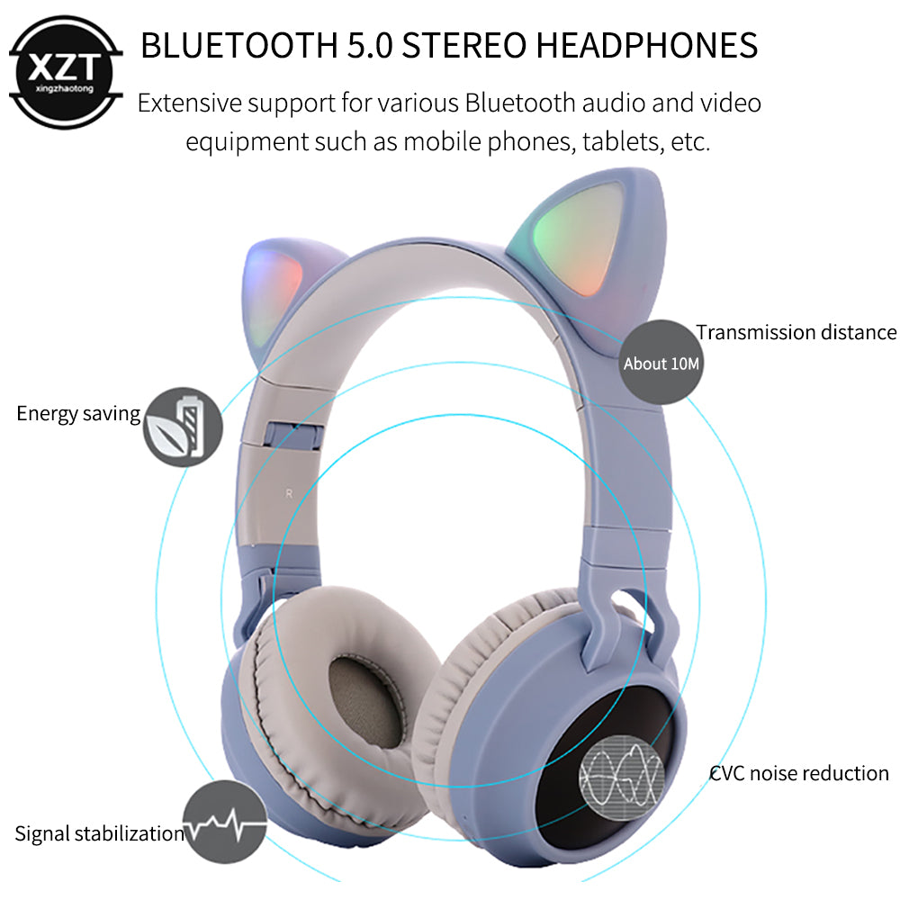 Faltbare Super Bass Katzenohren Bluetooth kabellose Kopfhörer