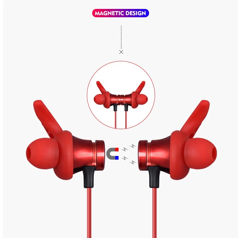 Audífonos Bluetooth Deportivos Magnéticos Inalámbricos Compatibles con TF