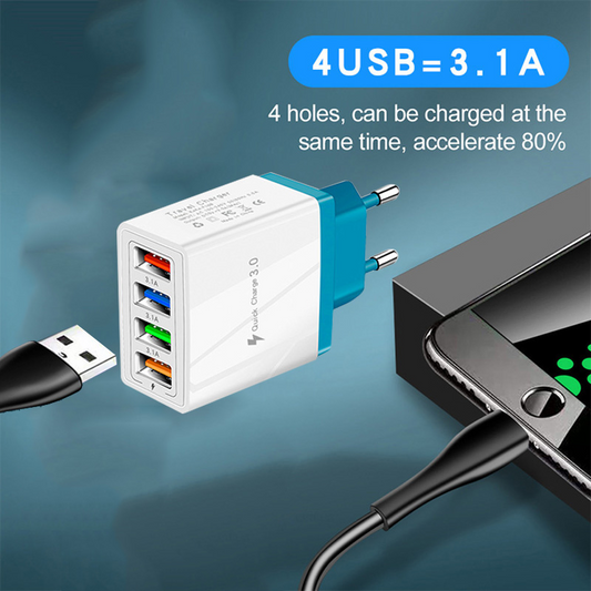 4 USB Ladegerät Schnellladung für iPhone Huawei Samsung