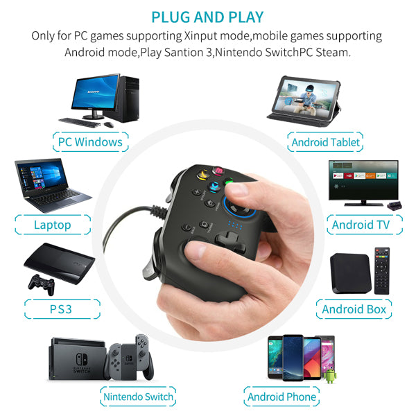 Kabelgebundener Gaming Controller Joystick Gamepad mit Dual-Vibration