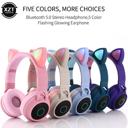 Faltbare Super Bass Katzenohren Bluetooth kabellose Kopfhörer