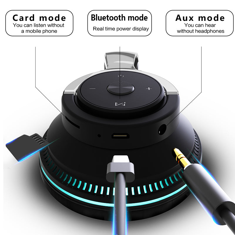 Bunte LED-Lichter Bluetooth Kopfhörer Bass Kabellose Ohrhörer