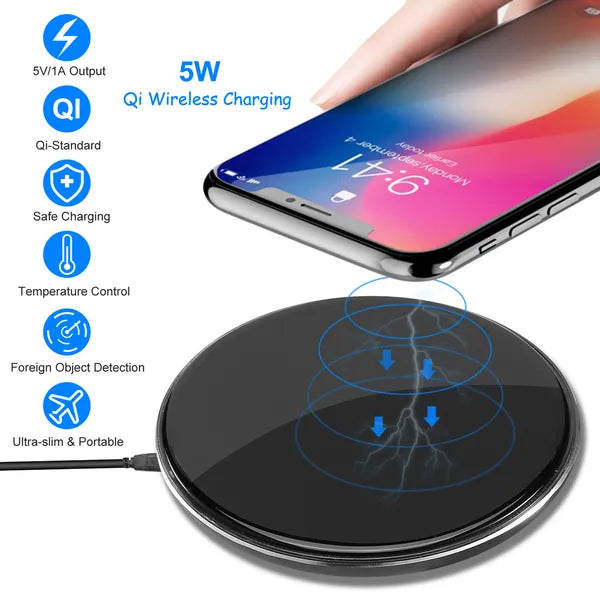 Kabelloses Ladegerät Qi-zertifiziert Ultraflache 5W-Ladestation für iPhone XS