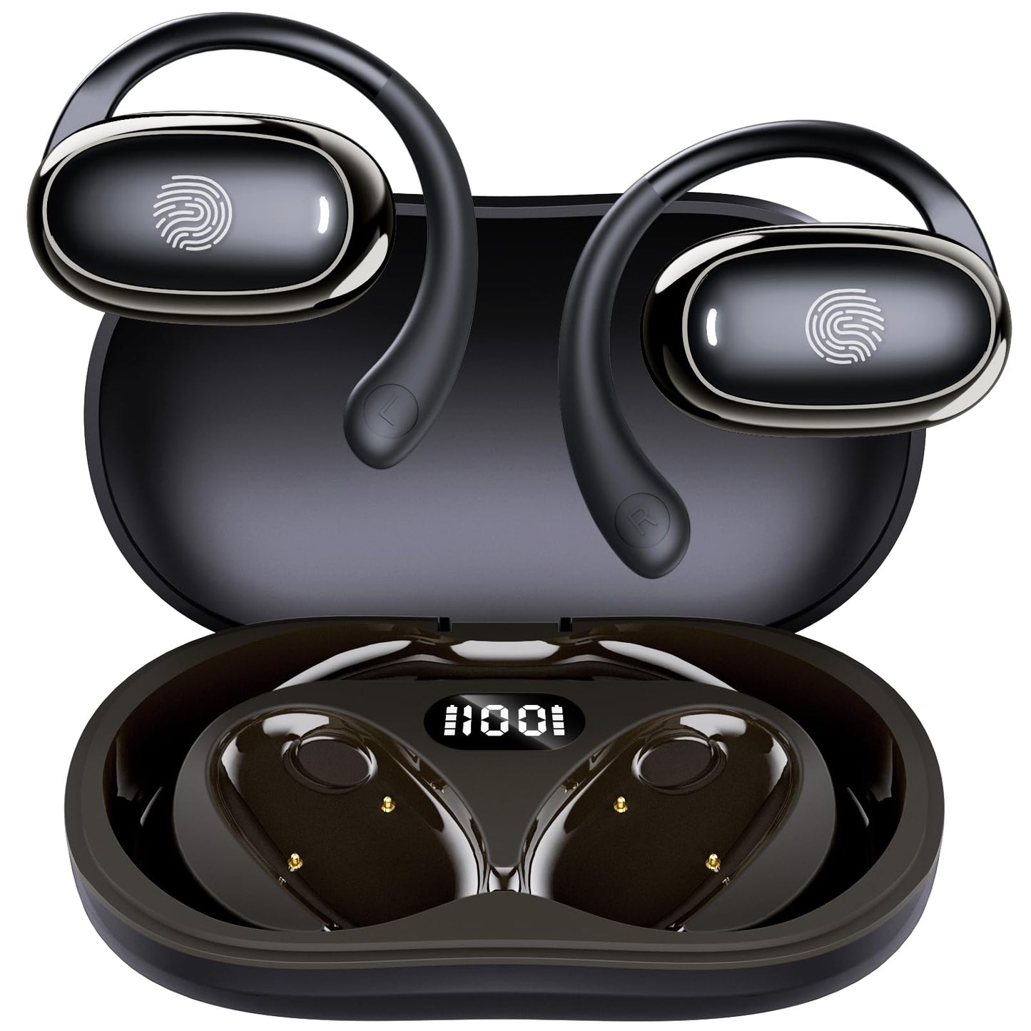 IFECCO Open Ear Headphones Bluetooth 5.4 - Wireless Open Ear Earbuds with Ddigital Display Charging Case48H Playtime Premium Sound Sport Conduction Headphones for RunningCycling Driving