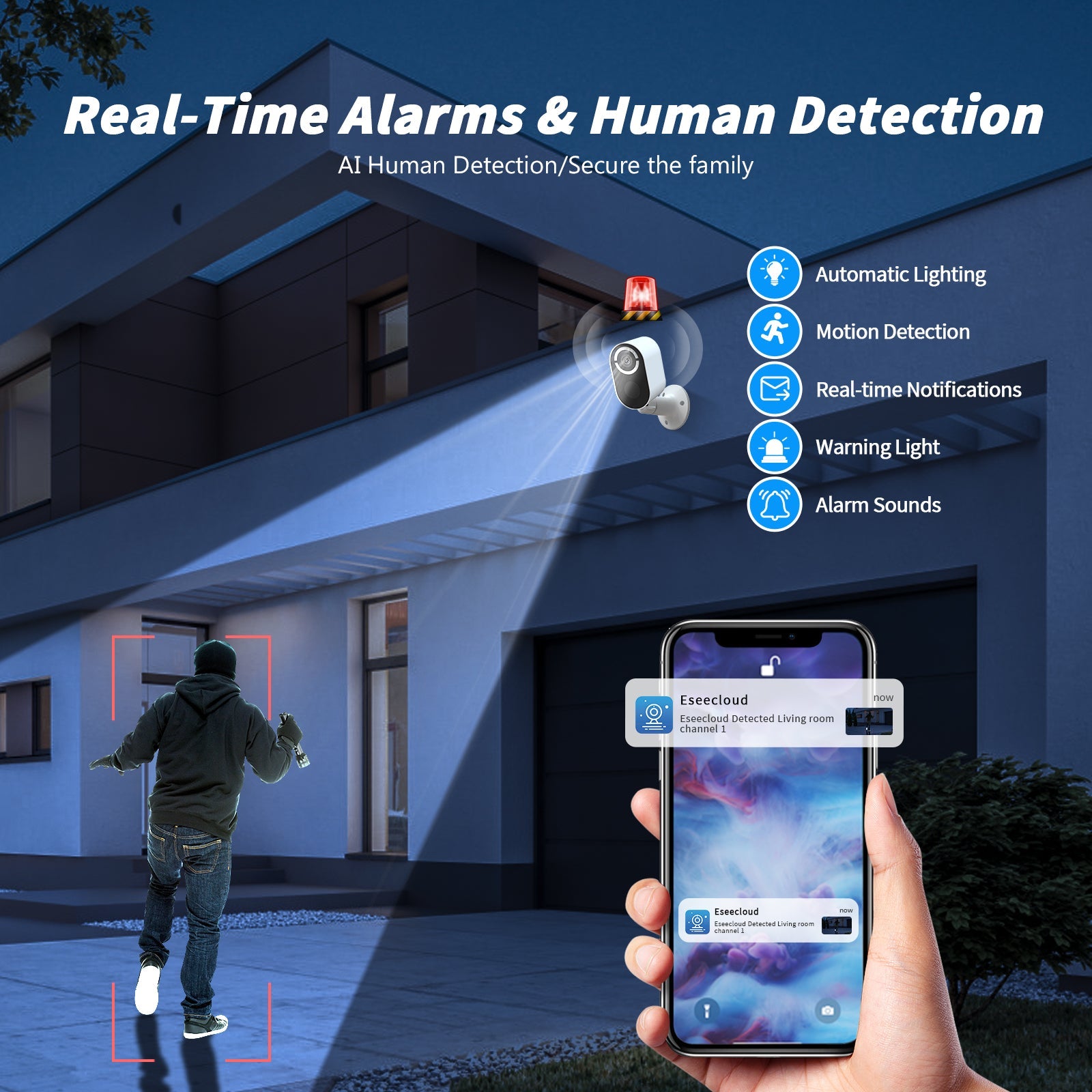 Solar Battery Security Camera Wireless Wifi CCTV Solar Powered Camera