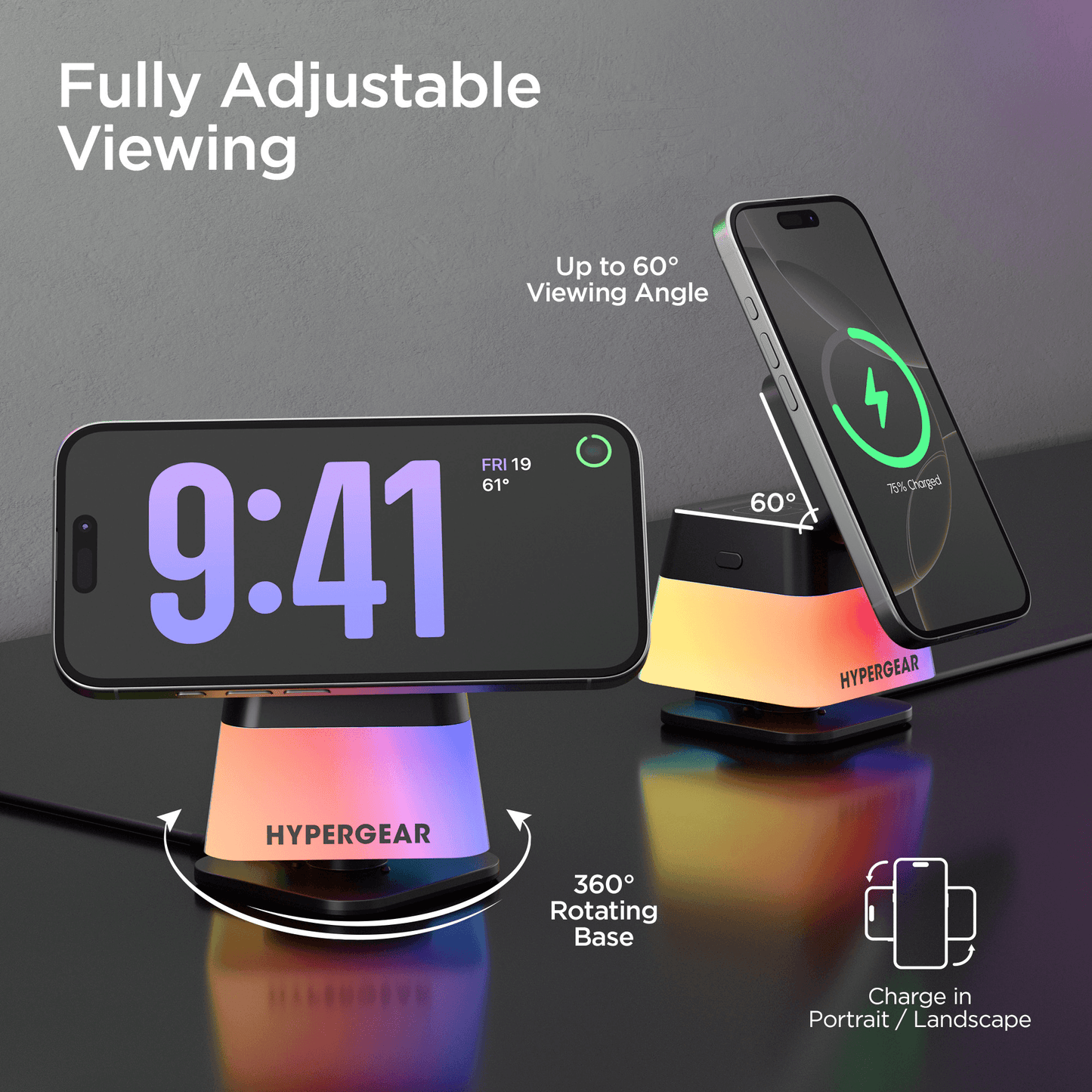 HyperGear PowerFold Cube RGB 3-in-1 Kabelloser Ladeständer
