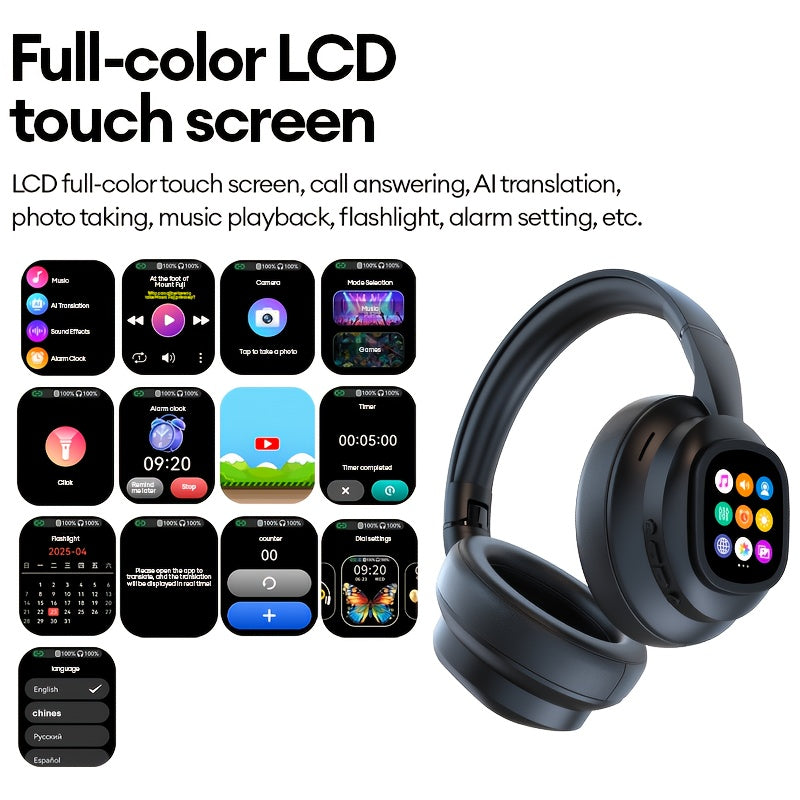 AI Translation Headphones LCD Touch Wireless Earbuds-1