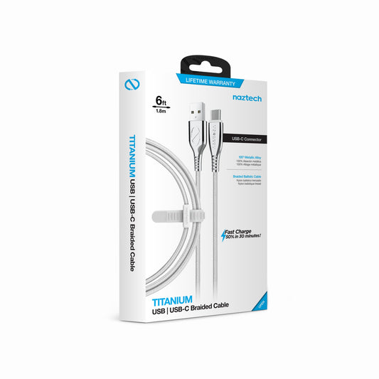 Cable trenzado Naztech Titanium USB a USB-C de 1,8 m