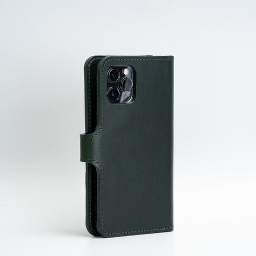 Top-Grain Leather Folio Case Wallet for iPhone 12/13 Series with