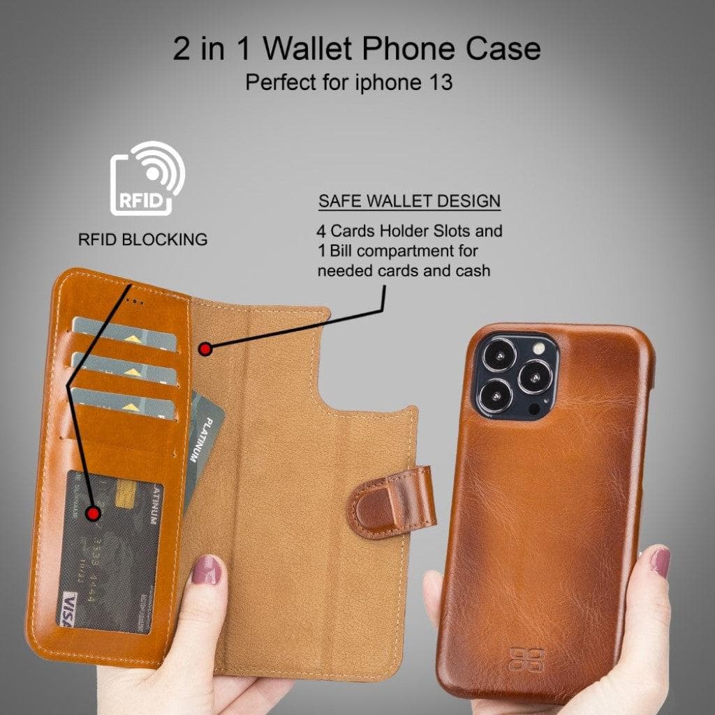 Funda tipo Cartera Desmontable con Revestimiento de Cuero Completo para Apple iPhone Serie 13