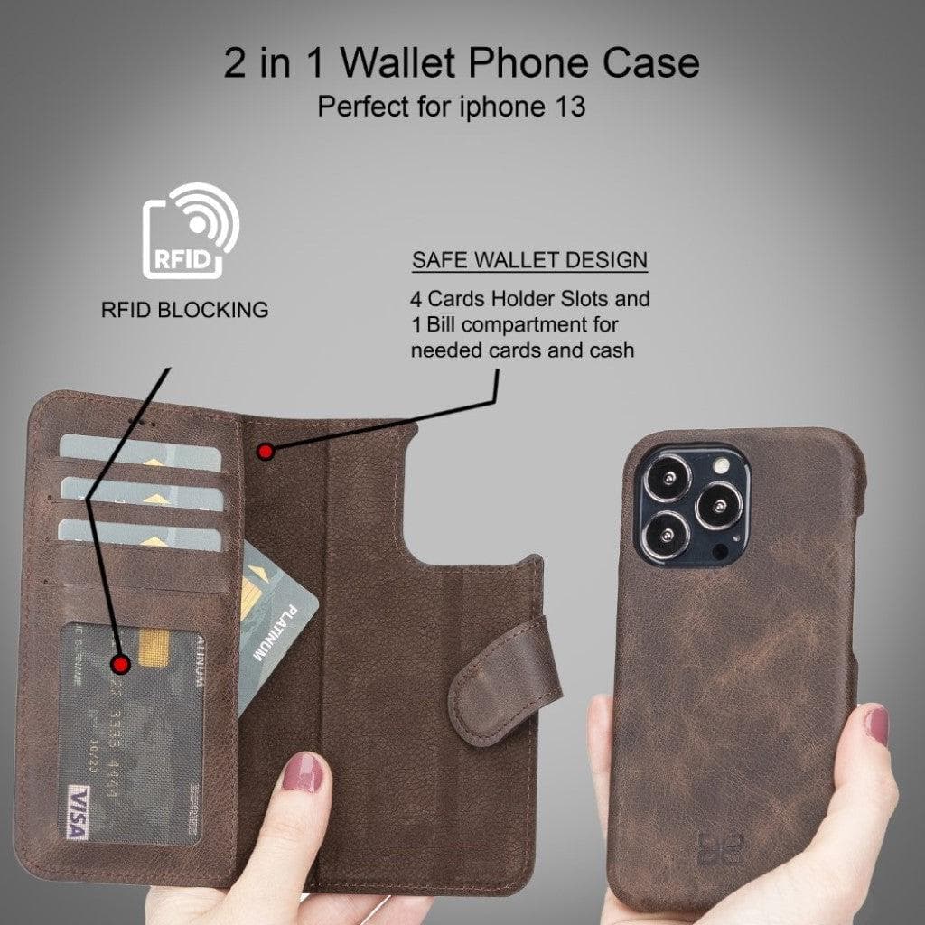 Funda tipo Cartera Desmontable con Revestimiento de Cuero Completo para Apple iPhone Serie 13