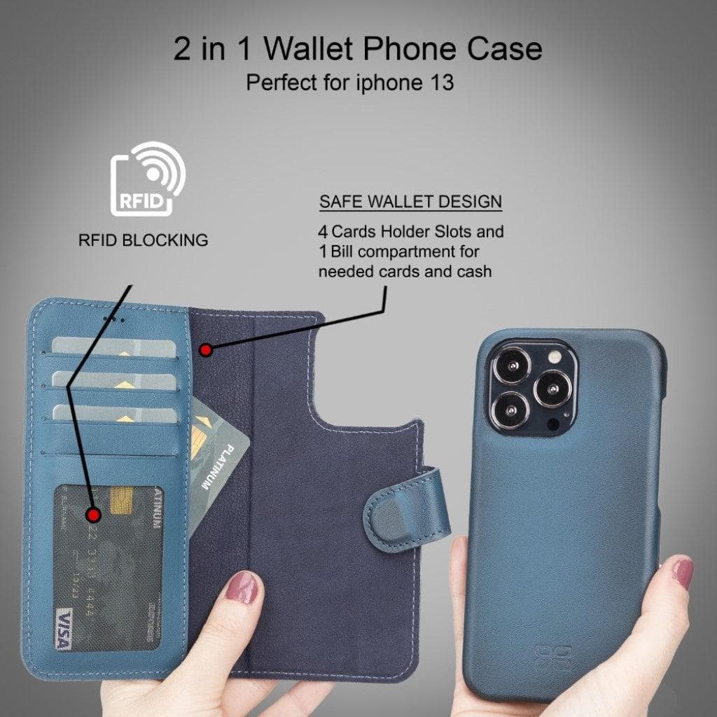 Funda tipo Cartera Desmontable con Revestimiento de Cuero Completo para Apple iPhone Serie 13