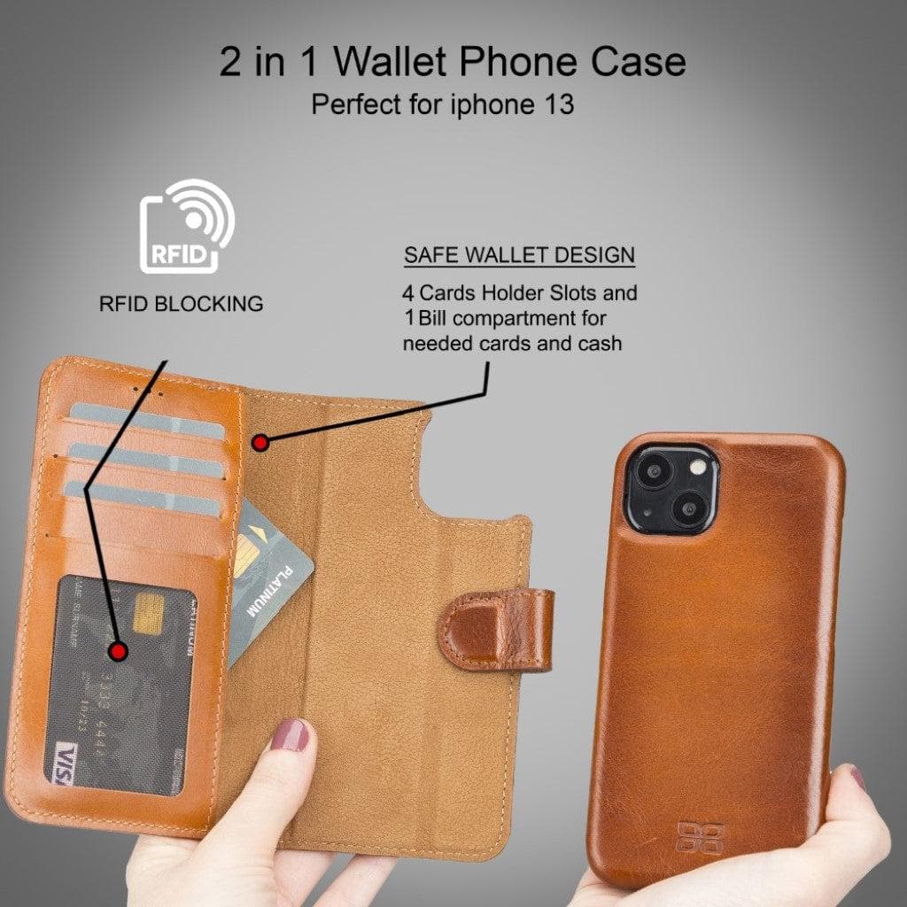 Funda tipo Cartera Desmontable con Revestimiento de Cuero Completo para Apple iPhone Serie 13