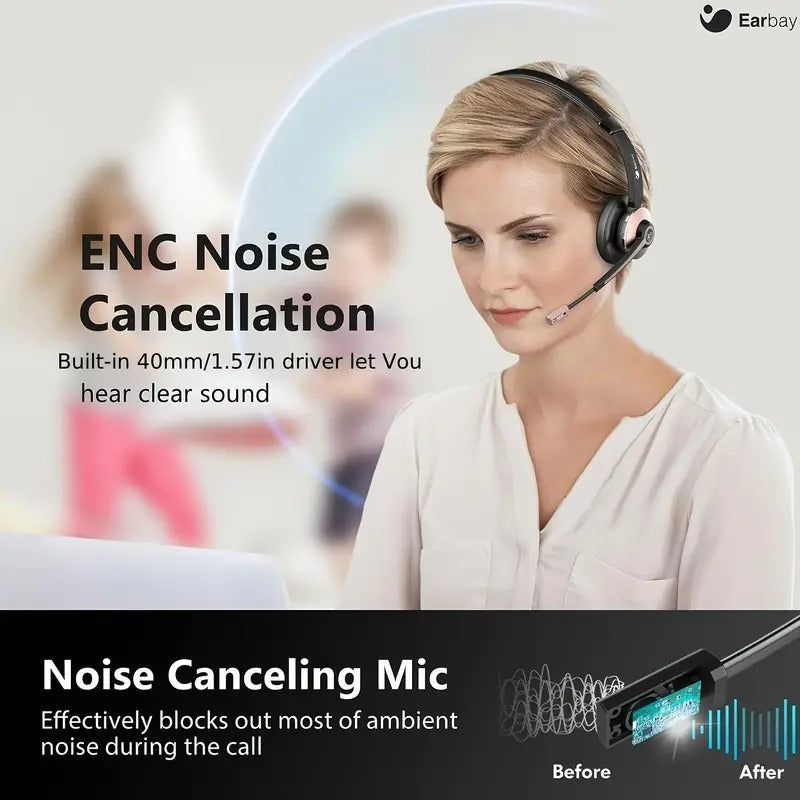 Wireless Headset with Mic and Charging Dock-2