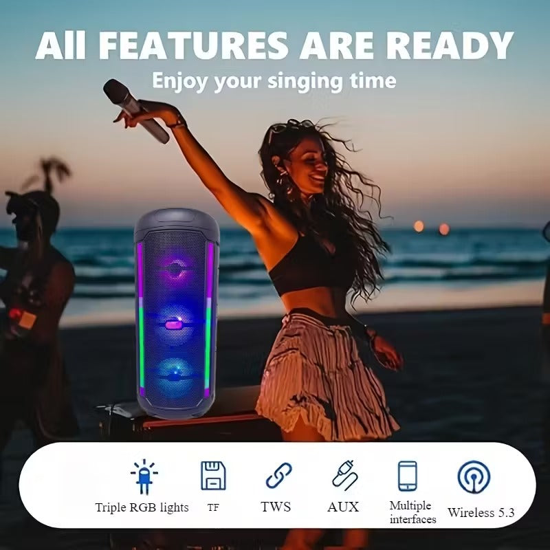 Dual 9cm PA Speaker with Mic & Colorful Lights