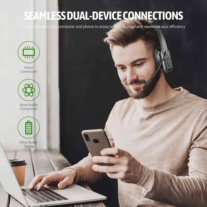 Wireless V5.3 Headset with Mic 60Hrs Playtime-2