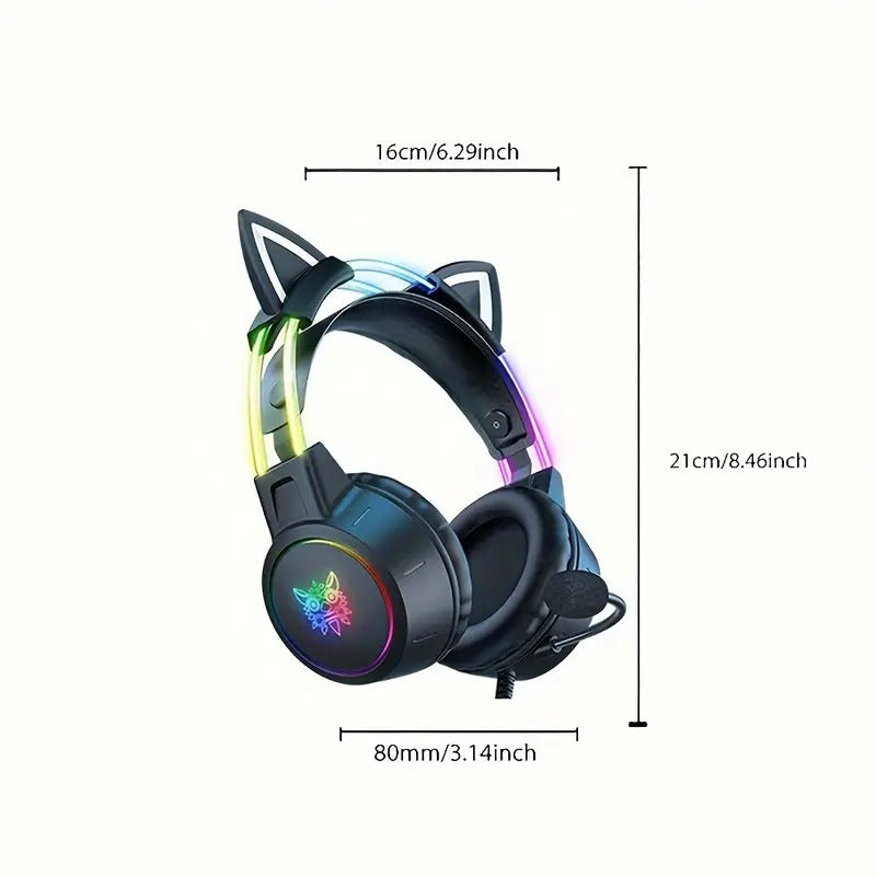 Gaming Headset with Detachable Cat Ear Microphone-4