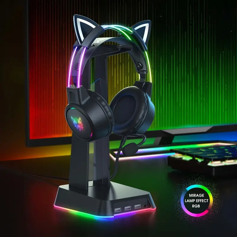 Gaming Headset with Detachable Cat Ear Microphone-2