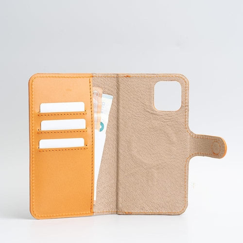 Top-Grain Leather Folio Case Wallet for iPhone 12/13 Series with
