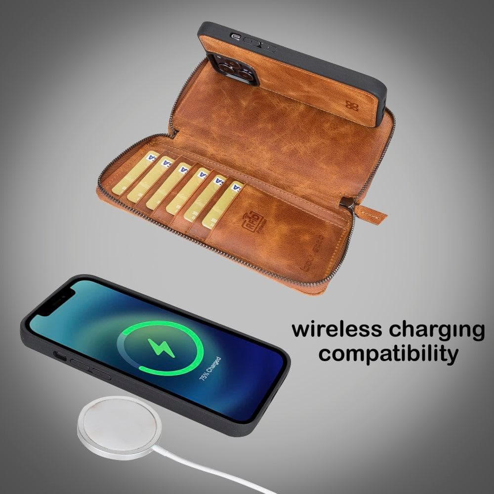 Abnehmbare Leder-Reißverschluss-Brieftaschen-Hüllen für die Apple iPhone 13 Serie