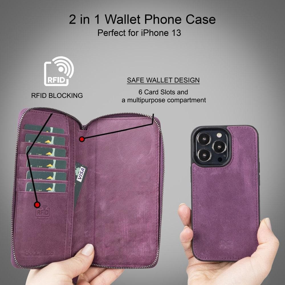 Abnehmbare Leder-Reißverschluss-Brieftaschen-Hüllen für die Apple iPhone 13 Serie