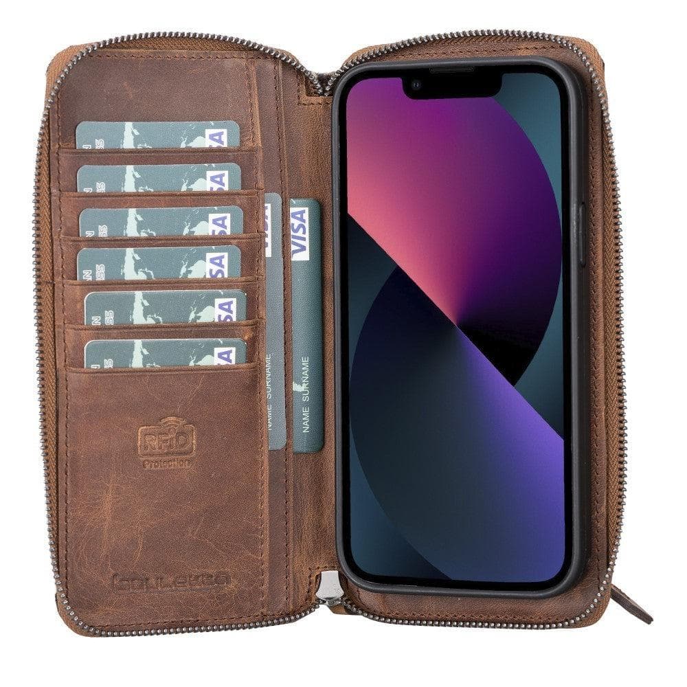 Abnehmbare Leder-Reißverschluss-Brieftaschen-Hüllen für die Apple iPhone 13 Serie