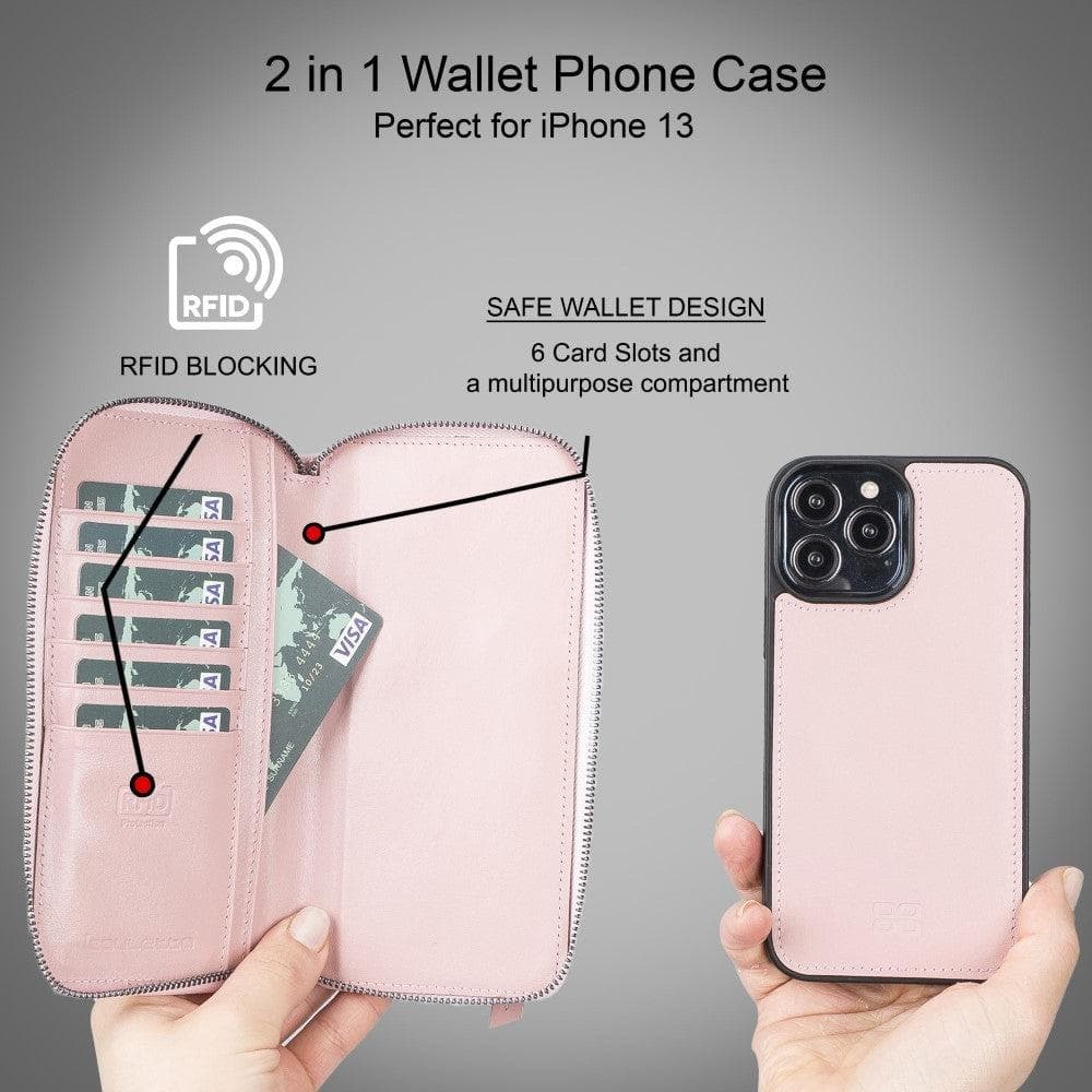 Abnehmbare Leder-Reißverschluss-Brieftaschen-Hüllen für die Apple iPhone 13 Serie