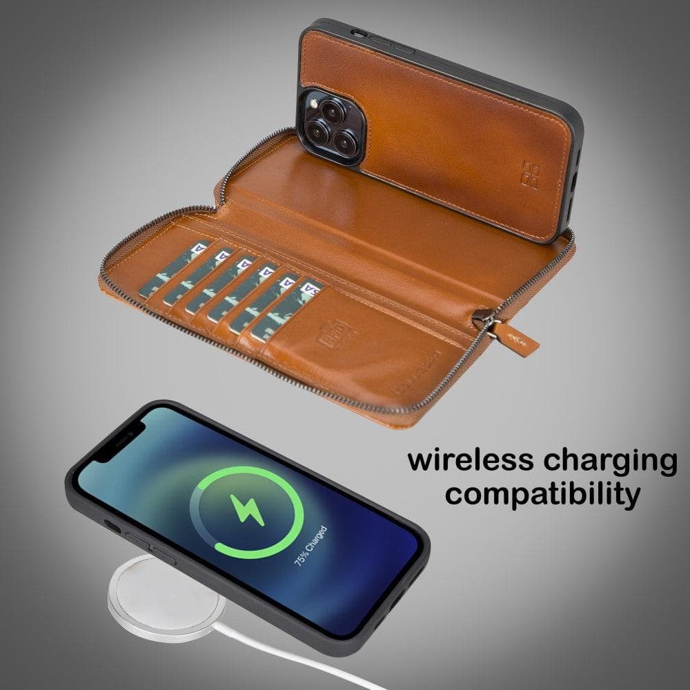 Abnehmbare Leder-Reißverschluss-Brieftaschen-Hüllen für die Apple iPhone 13 Serie
