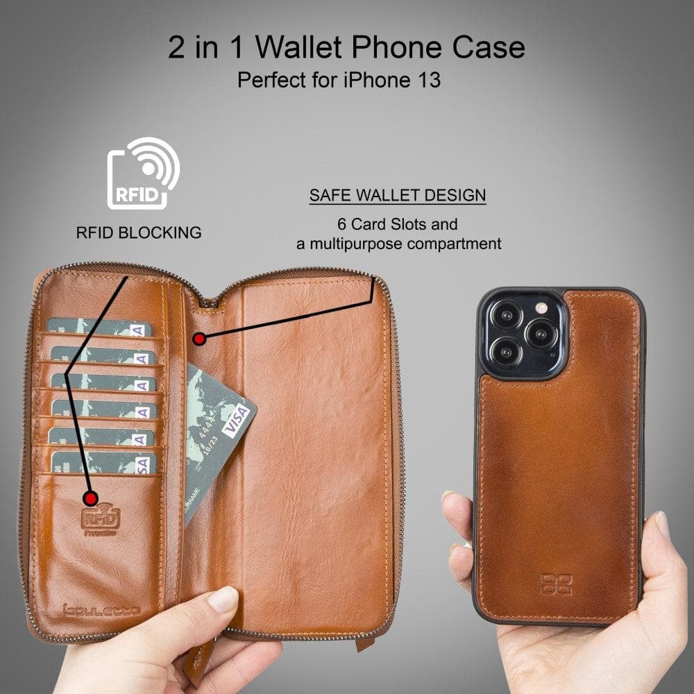 Abnehmbare Leder-Reißverschluss-Brieftaschen-Hüllen für die Apple iPhone 13 Serie
