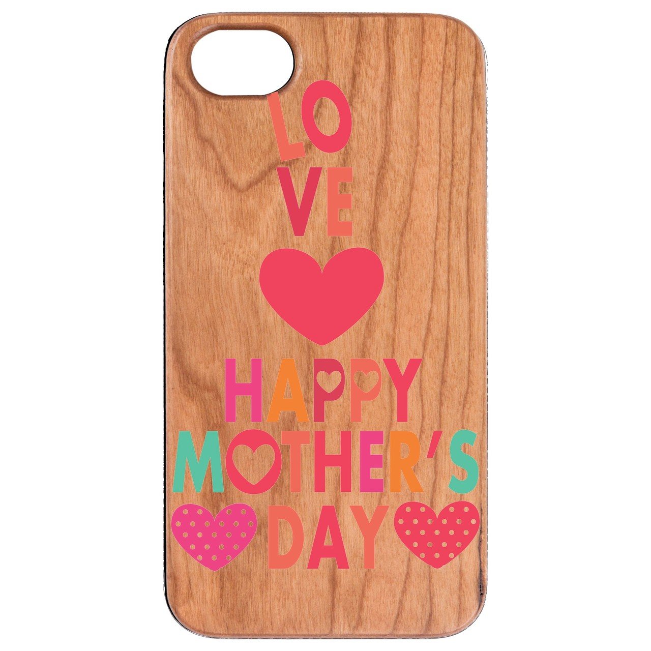 Funda protectora de madera real personalizada para el Día de la Madre 4 para iPhone /