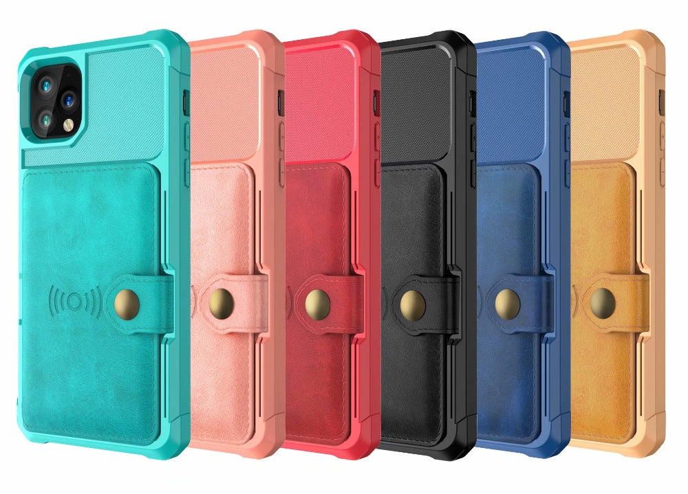 Funda protectora magnética de cuero tipo cartera 360 para iPhone