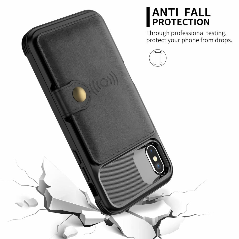 Funda protectora magnética de cuero tipo cartera 360 para iPhone