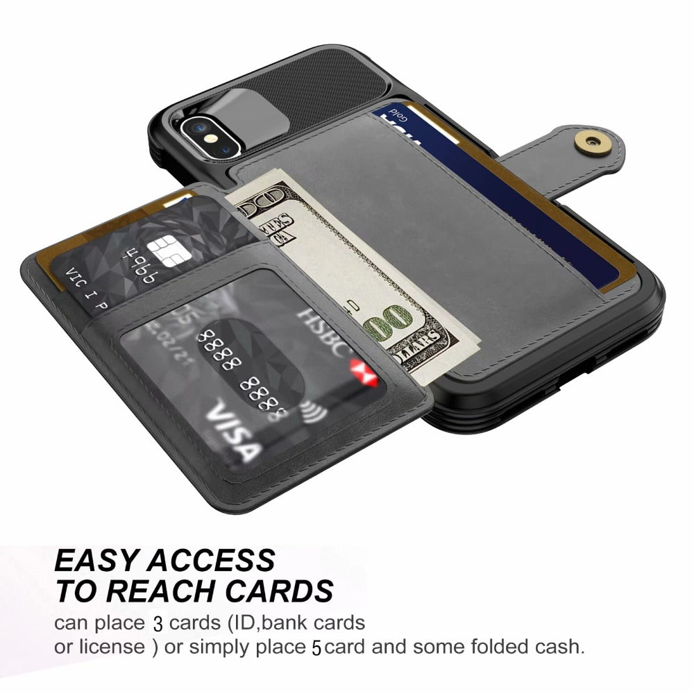 Funda protectora magnética de cuero tipo cartera 360 para iPhone