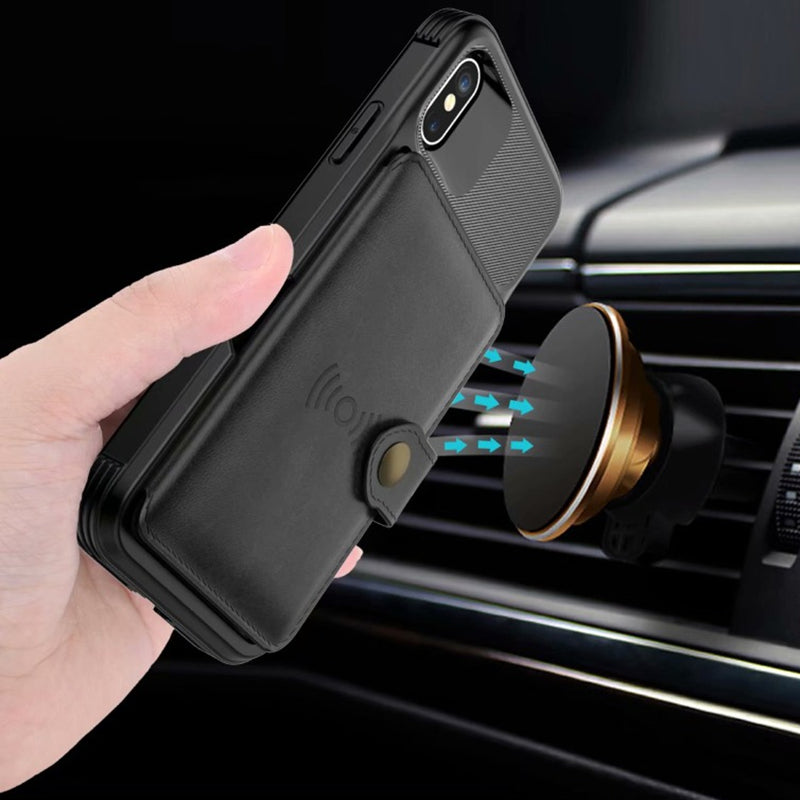 Funda protectora magnética de cuero tipo cartera 360 para iPhone