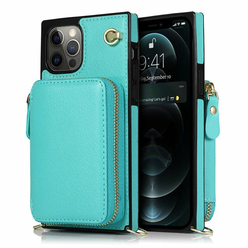 Reißverschluss-Brieftaschen-Handyhülle mit verstellbarem Crossbody-Riemen für das iPhone