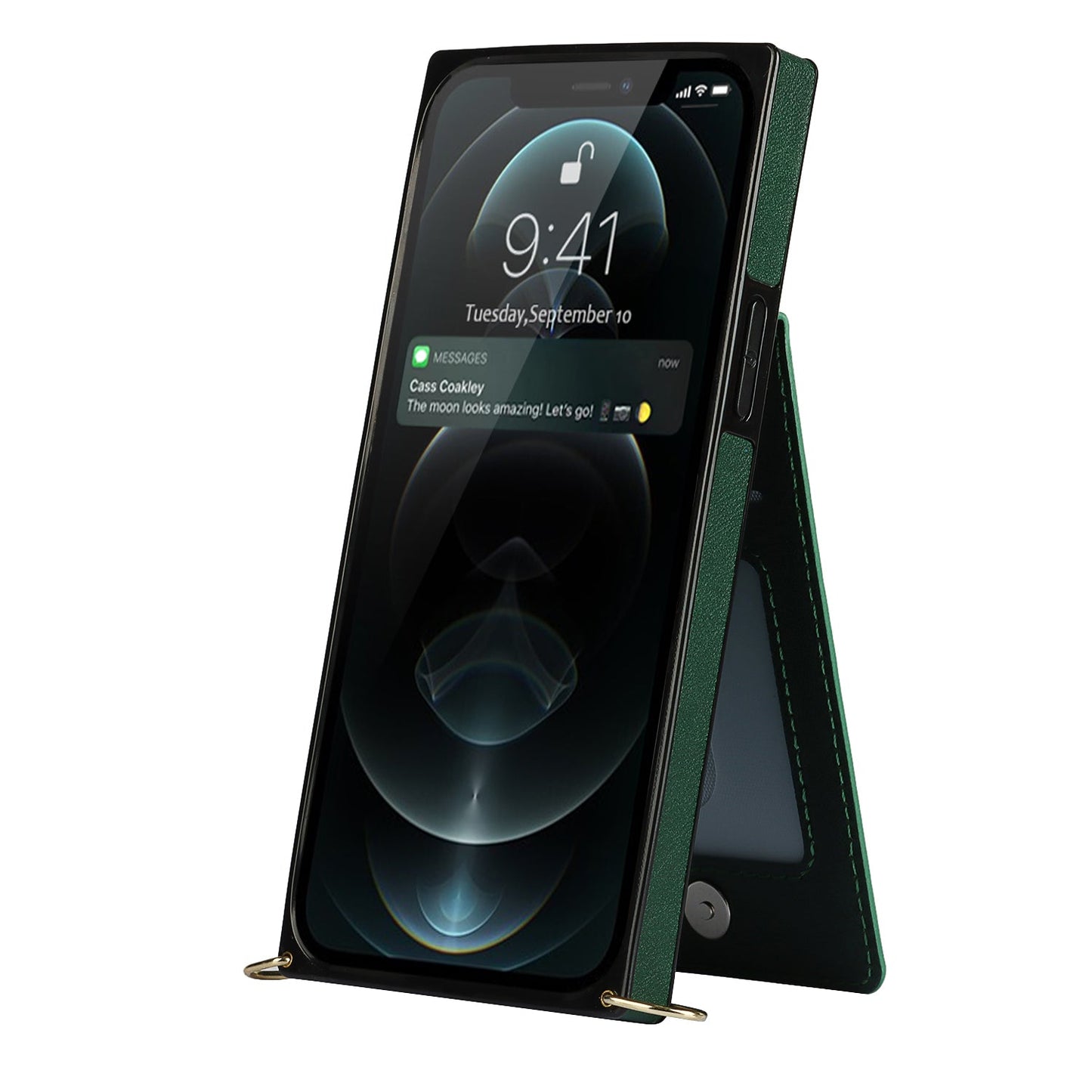 Funda con cremallera delgada para iPhone con correa cruzada