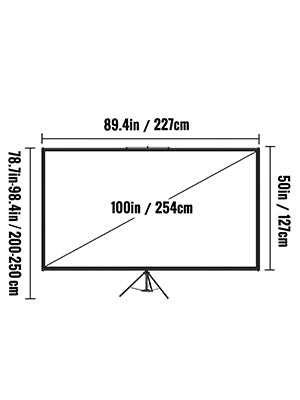 SucceBuy 100 Inch Tripod Projector Screen with Stand 16:9 4K HD Portable Projection Home Cinema for Indoor & Outdoor Projection