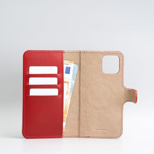 Top-Grain Leather Folio Case Wallet for iPhone 12/13 Series with
