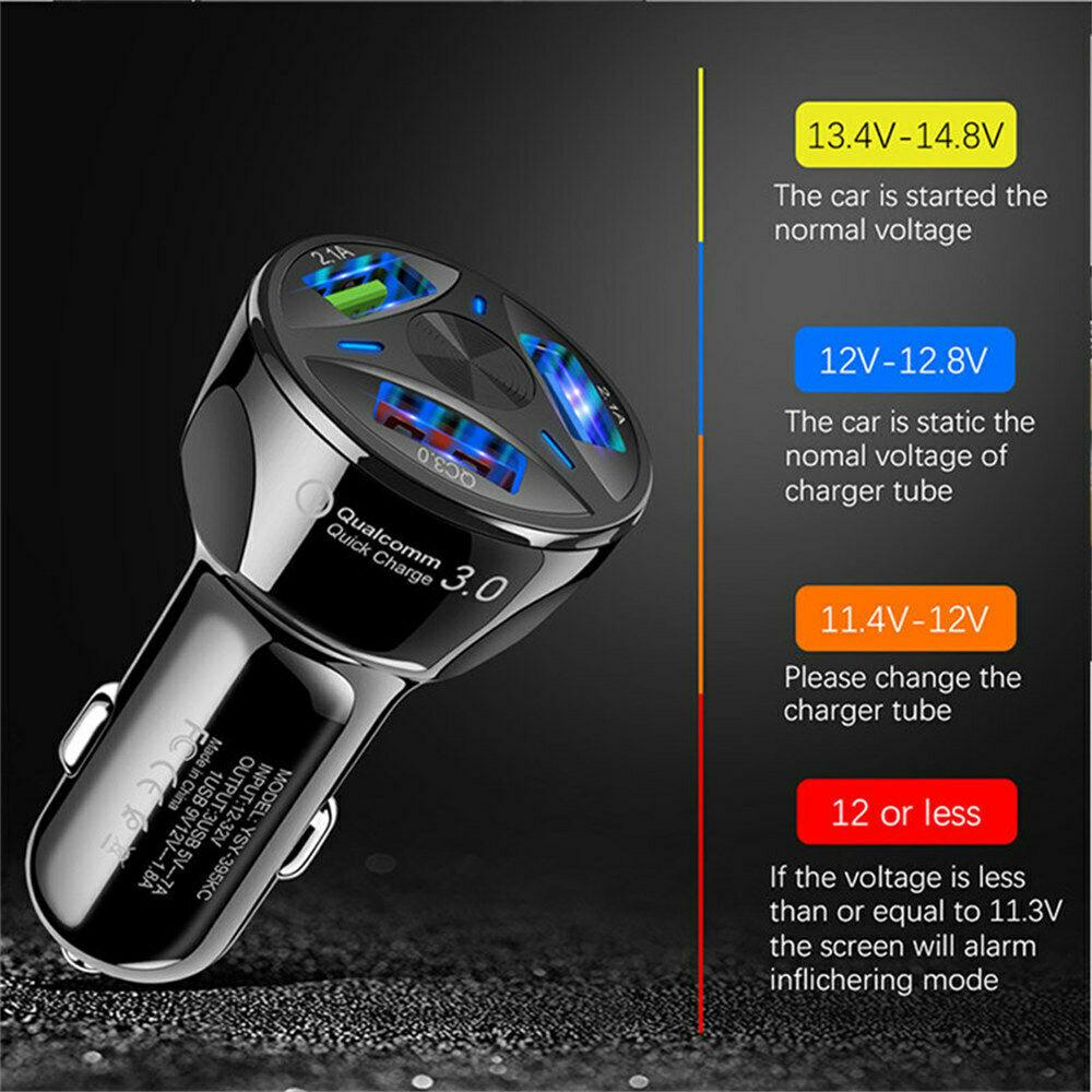 PBG 3-Port Weißes USB-Schnelllade-LED-Autoladegerät und Ladegerät kompatibel für