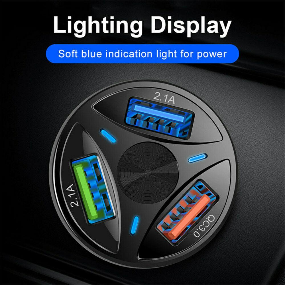 PBG 3-Port Weißes USB-Schnelllade-LED-Autoladegerät und Ladegerät kompatibel für