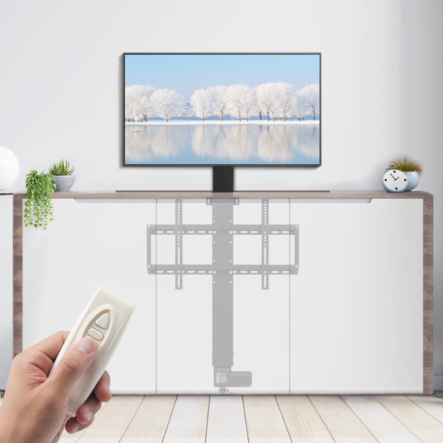 Soporte de elevación motorizado para TV para pantallas de 66 a 152,4 cm