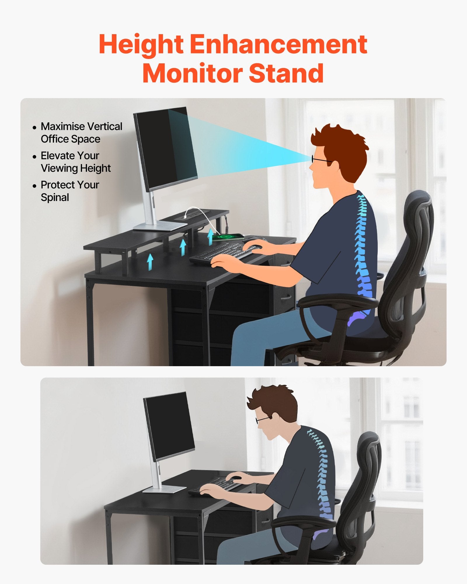 120 cm Computer Desk with Smart LED Lights and Power Outlets, Gaming